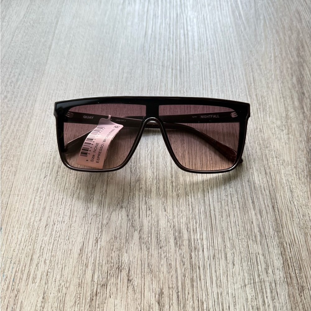 quay australia nightfall brown fawn espresso oversized shield sunglasses eyewear - Picture 1 of 4